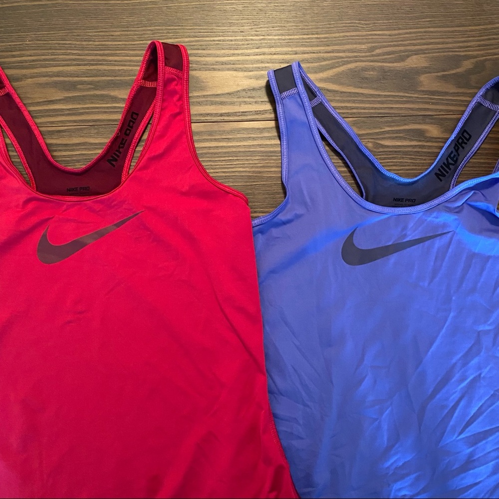Two Nike pro workout tank tops